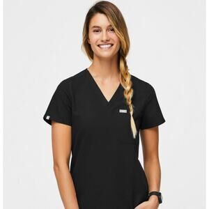 FIGS Catarina One-Pocket V-neck Short Sleeve Scrub Top Black Style# FW1000 XS